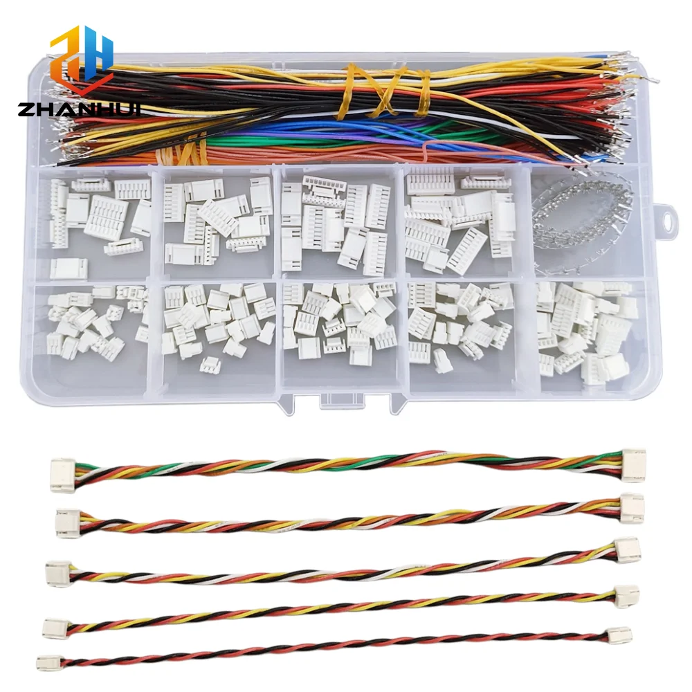 GH 1.25mm Pitch Connector Kit - Both Ends Pre-Crimped 28AWG Silicone Cables (2-10 Pin Housings) for RC Drone & DIY Electronics