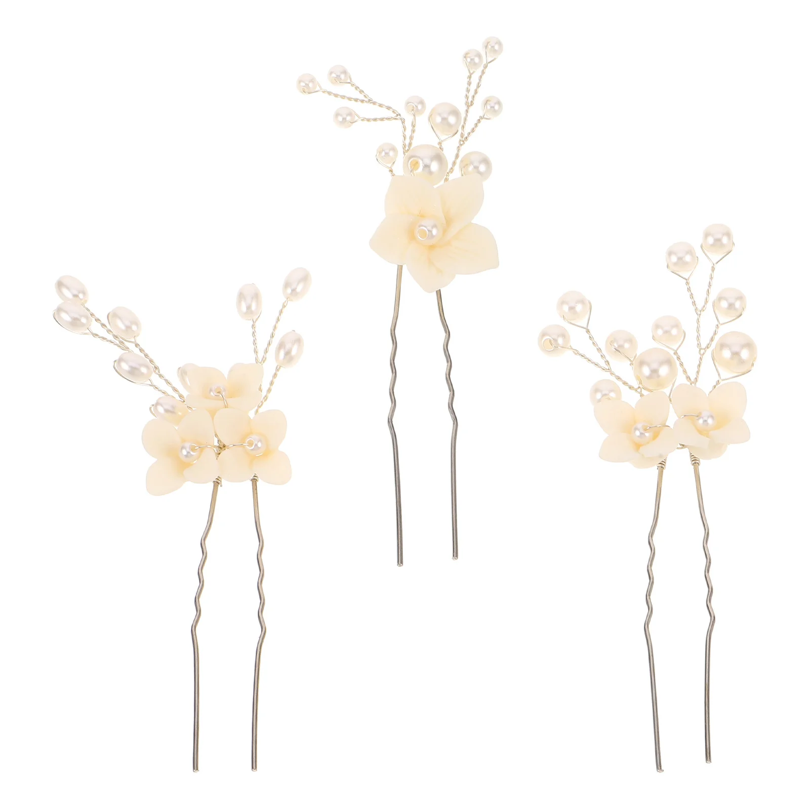 

3Pcs Bridal Hair Accessories: Rose Gold U Shaped Hairpins for Women Wedding Headdress Floral Hair Clips Bride Bridesmaid Updo