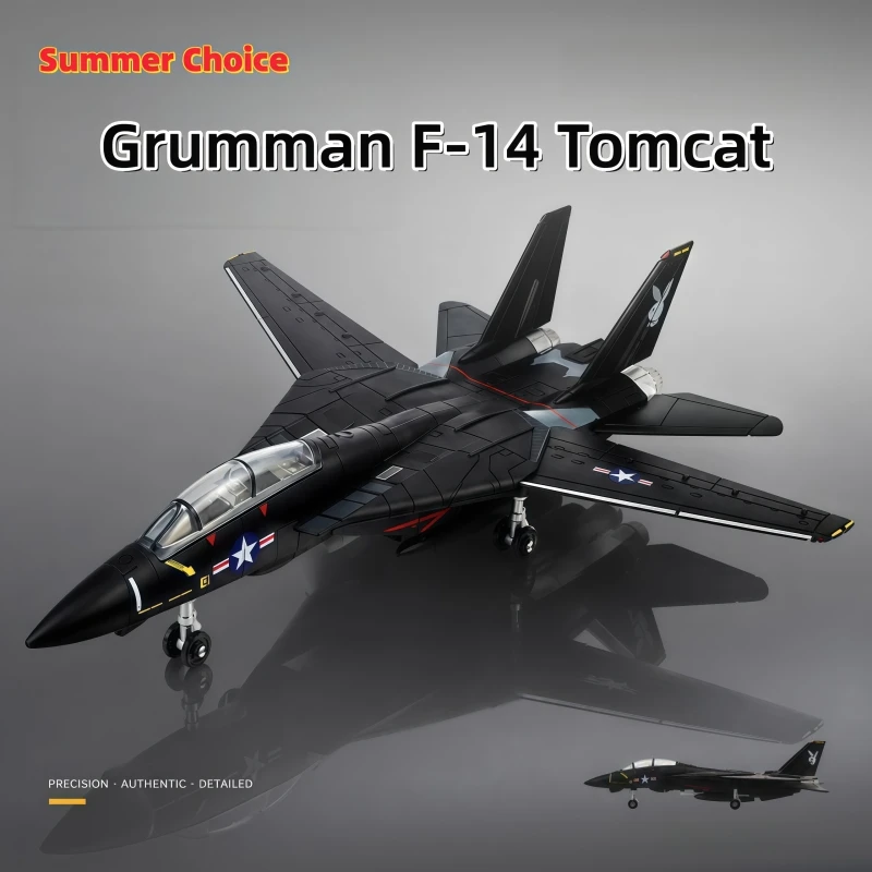 1/72 Scale Classic Black F-14 Tomcat Multi-Role Fighter Building Blocks Glue Free Pre-colored Aircraft Model Toys For Xmas Gifts