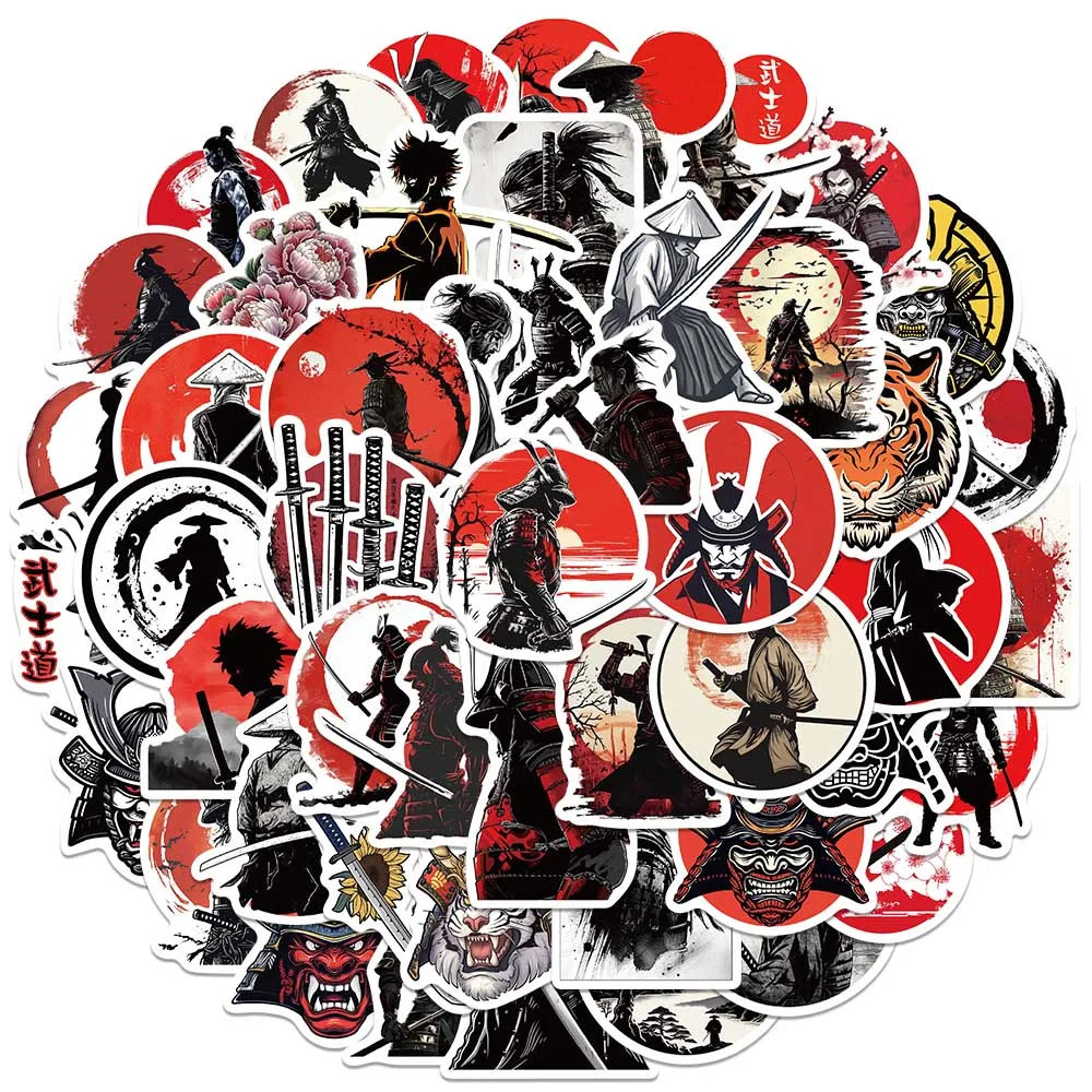 50pcs Cool Retro Cartoon Anime Japanese Samurai Stickers For Luggage Laptop Phone Water Bottle Waterproof Graffiti Vinyl Decals