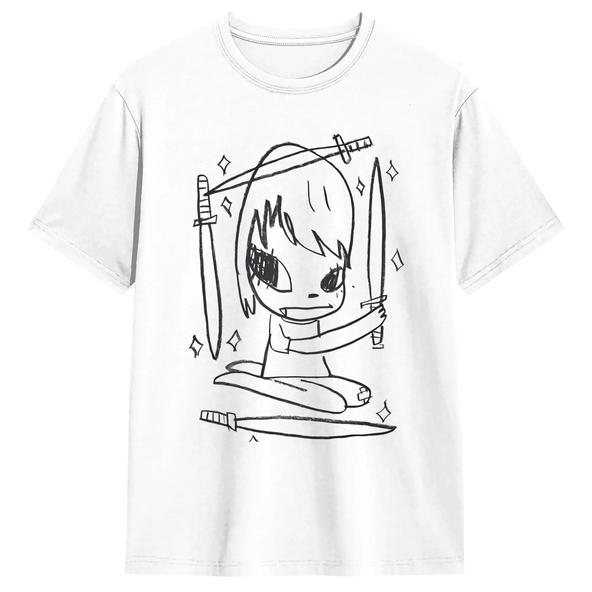 Streetwear T-Shirt Beach Yoshitomo Nara Hip Hop T-Shirts Sword Girl Pure Cotton Tee Shirt for Men Y2K Fun Short Sleeve Clothing