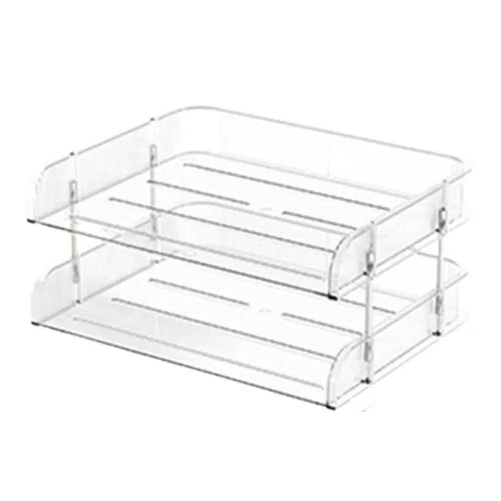 

2/3 Tier Clear Desktop Organizer Durable Large Capacity File Paper Holder Plastic Space Saving Book Storage Rack School