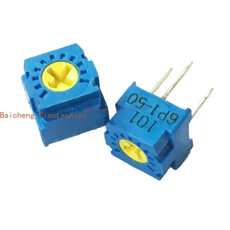 10PCS Adjustable resistor GF063P-101 precision potentiometer with a single turn of 100 ohms and uniform resistance value
