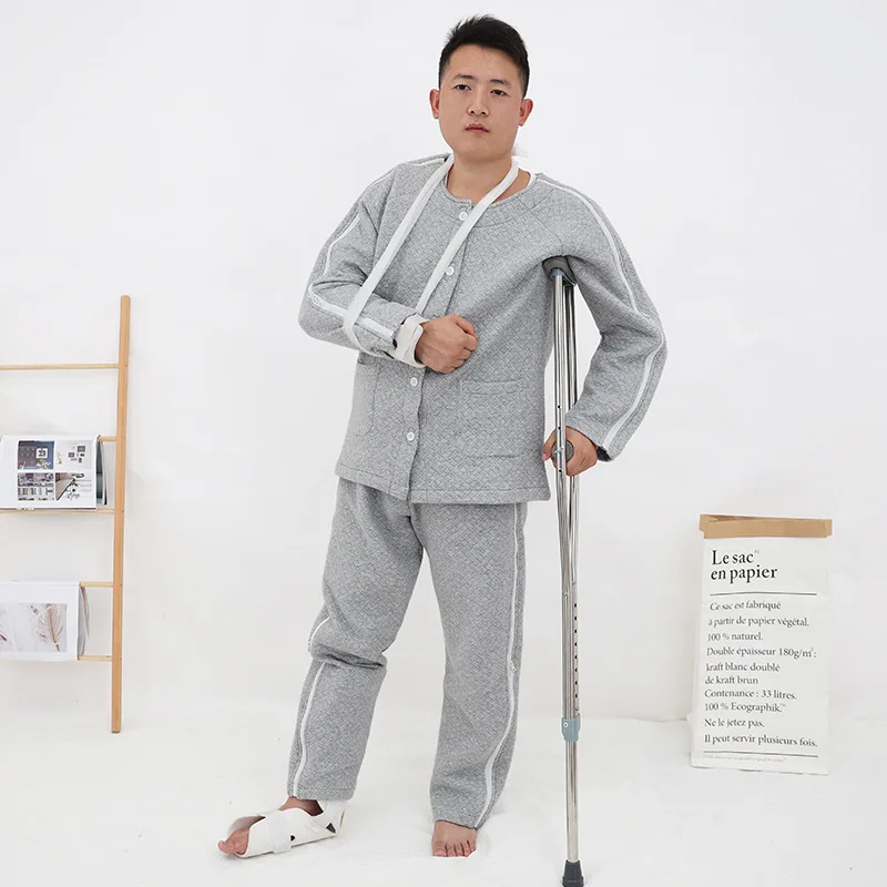 Pajama Sets Easy To Wear and Take Off Pajamas Leg Foot Arm Fracture Postoperative Care Clothing Bed Paralysis Old Man Clothes