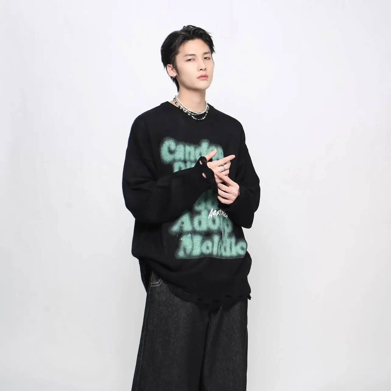 MWJLPWQ Lettera americana Stampa a blocchi di colore Maglione girocollo da uomo Stile pigro Street Niche Design Coppia Maglieria casual 21178