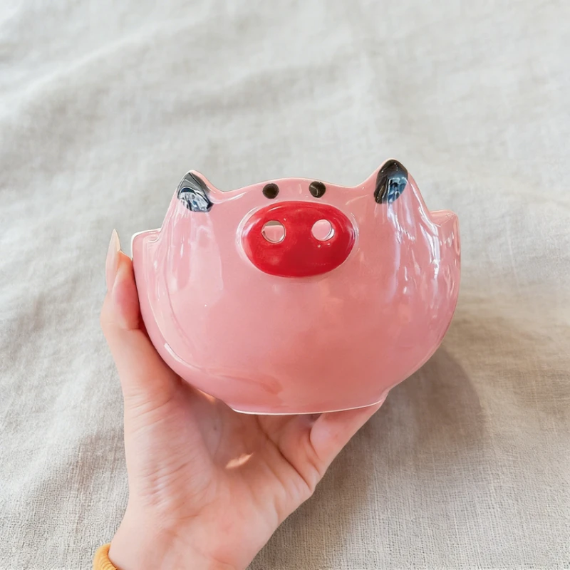 

Cute Piggy Ceramic Rice Bowl for Kids Lovely Cartoon Design Household Fruit Bowl Salad Bowl New Tableware Dining Room Decoration