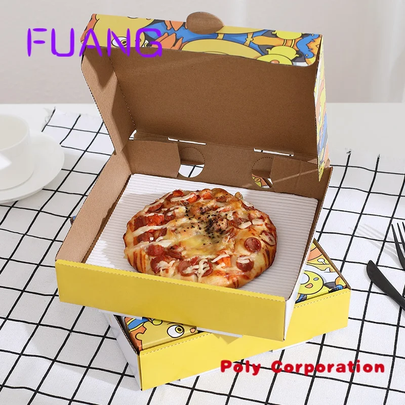 Boîte à pizza en papier gaufré bon marché avec logo personnalisé, emballage en papier kraft pour frites et burger, vente en gros