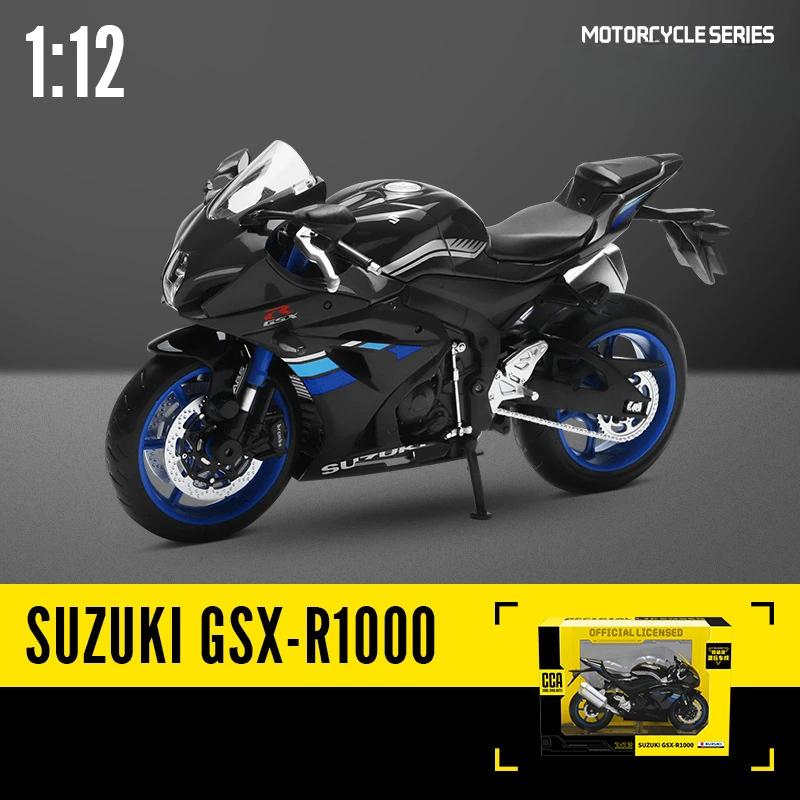 โมเดลรถมอเตอร์ไซด์ GSX-1000 CCA จำลอง1/12 Suzuki ของเล่นเหล็กหล่อมีเสียงและน้ำหนักเบา