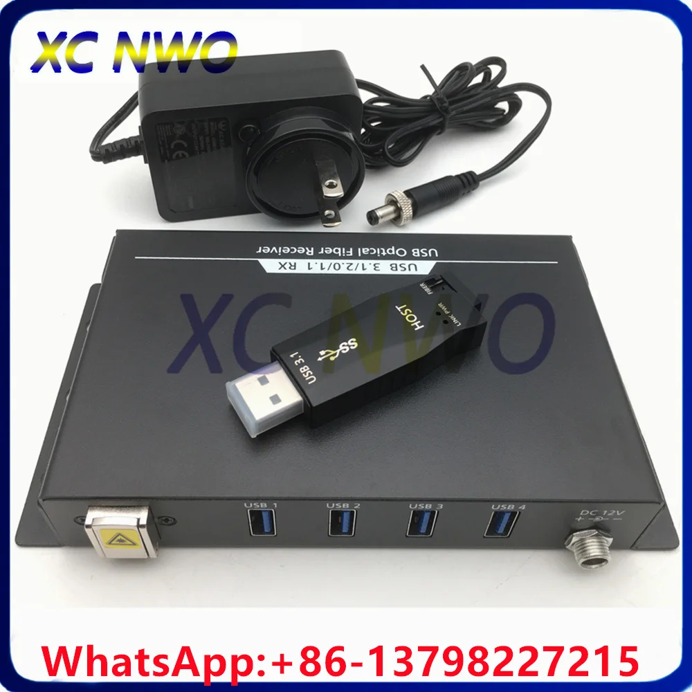 4Ch Compatible with USB3.0 Data over Fiber Optic Extender+1Ch USB3.1 Gen  Modem with SMF LC Connector Fiber Port