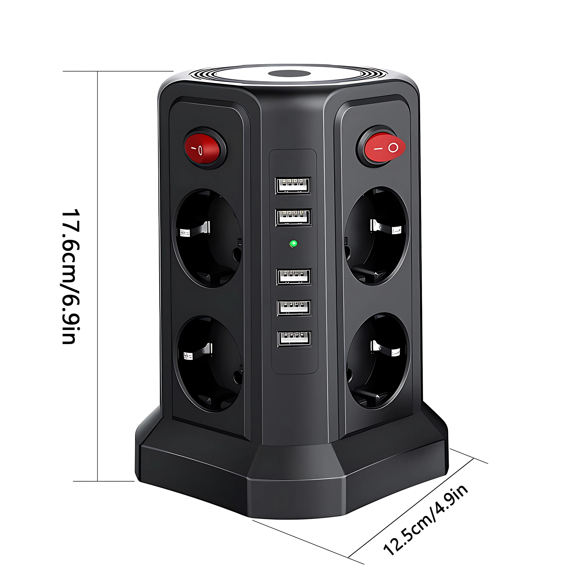 Tower Power Strip Multi Electric Socket 8 Outlets 5 USB Port Charging Surge Protection Night Light 5.9Ft Extension Cord for Home