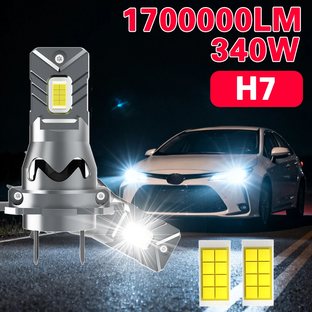 

H7 Светодиодные фары CANBUS Мини Беспроводные автомобильные лампы 1700000LM 340W 1:1 Turbo H7 Plug Противотуманные фары 6000K 12V Plug and Play