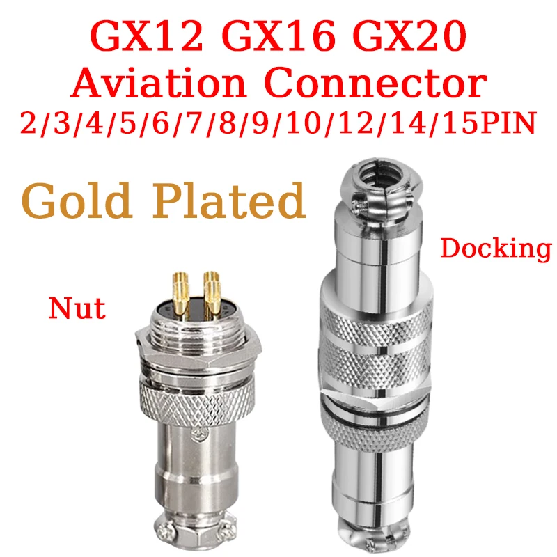 GX12 GX16 GX20 Gold Plated Aviation Plug Socket Docking Connector 2PIN 3PIN 4PIN 5PIN 6PIN 7PIN 8PIN 9PIN 10PIN 12PIN 14P 15Pin