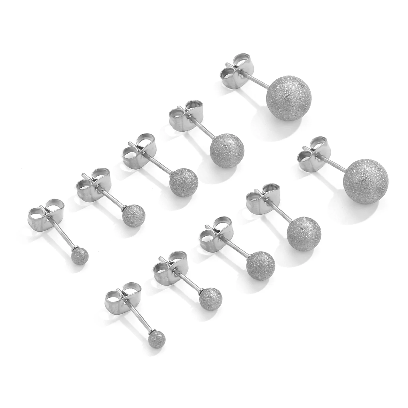 10 PCs 304 Stainless Steel Ear Post Stud Earring For DIY Jewelry Making Accessories Round Frosted Post/ Wire Size: (20 gauge)