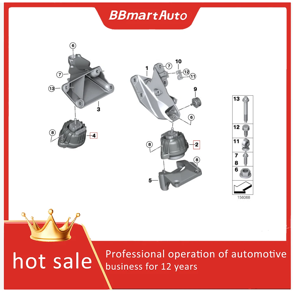 

22116775027 22116775028 BBmartAuto Accessories 1pcs Engine Rubber Mount Left and Right for BMW E60 E61 E63 E64