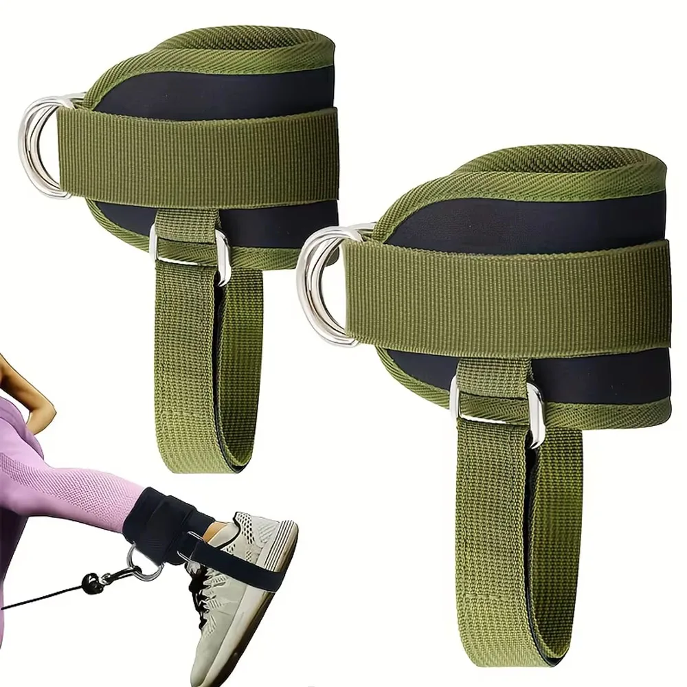 2pcs Adjustable Ankle Fitness Straps for Pulley Machine Leg Strength Training, Pink Wrapped Ankle Wraps