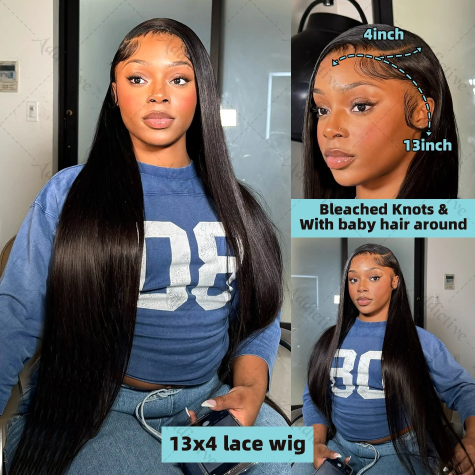 30 40 Inch Bone Straight Transparent 13x6 Lace Frontal Human Hair Wigs 250 Density Brazilian Remy 13x4 Lace Front Wig For Women