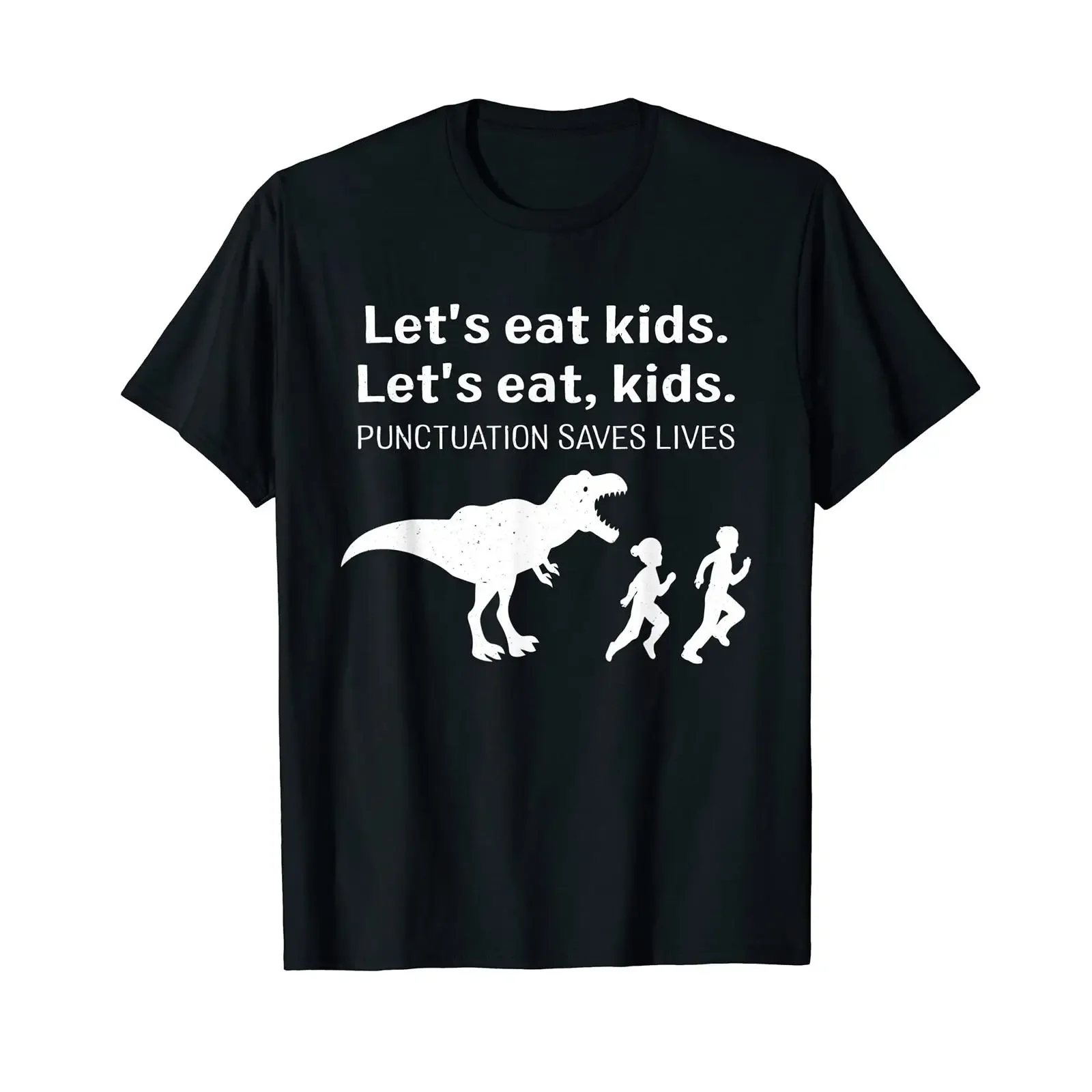 Funny Let's Eat Kids Punctuation Saves Lives Grammar T Shirt vintage Washed Breathable Comfortable homme Stylish Versatile