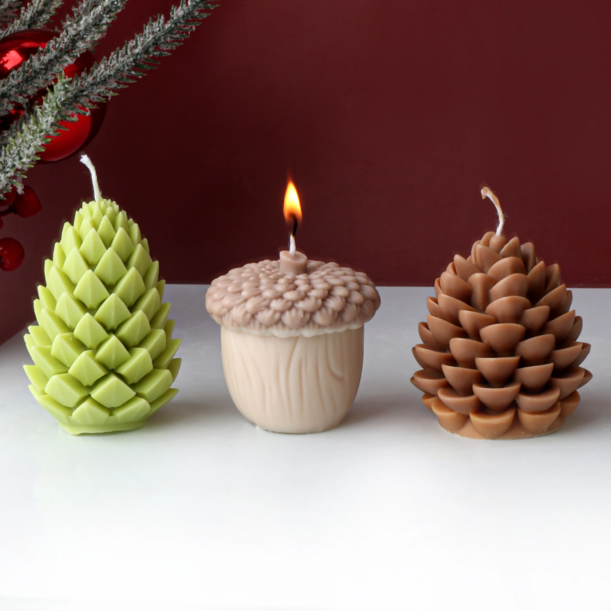DIY Pinecone Candle Silicone Hazelnut Mold Handmade Acorn Cup Scented Candle Resin Gypsum Mold Cake Baking Tool Home Decor Gifts
