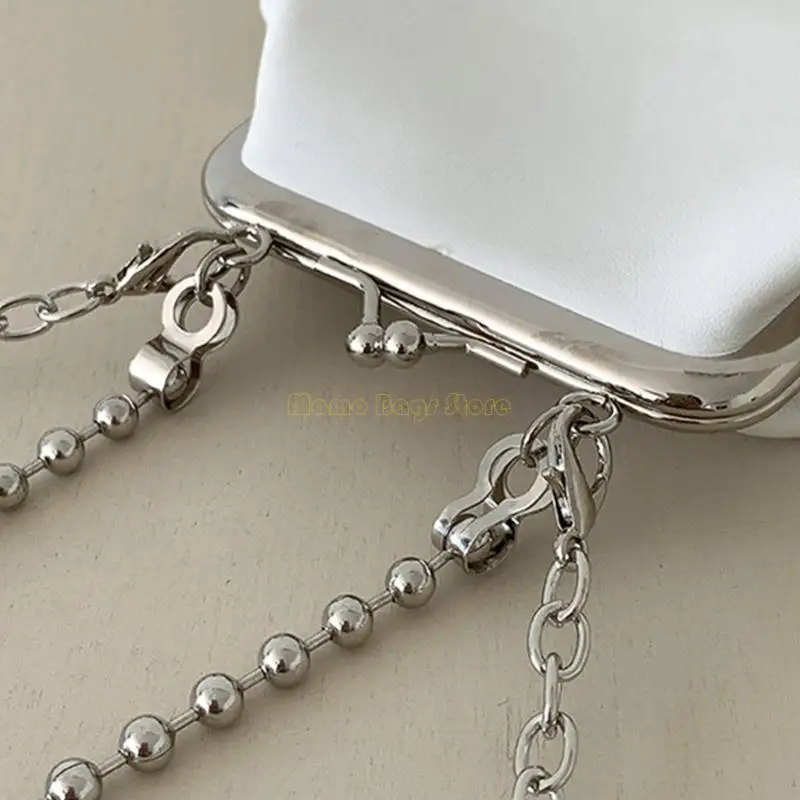 X90D Women Korean PU Kleine avondtas met kralenketting en crossbody riem elegante schouderhandtas koppelingsporta