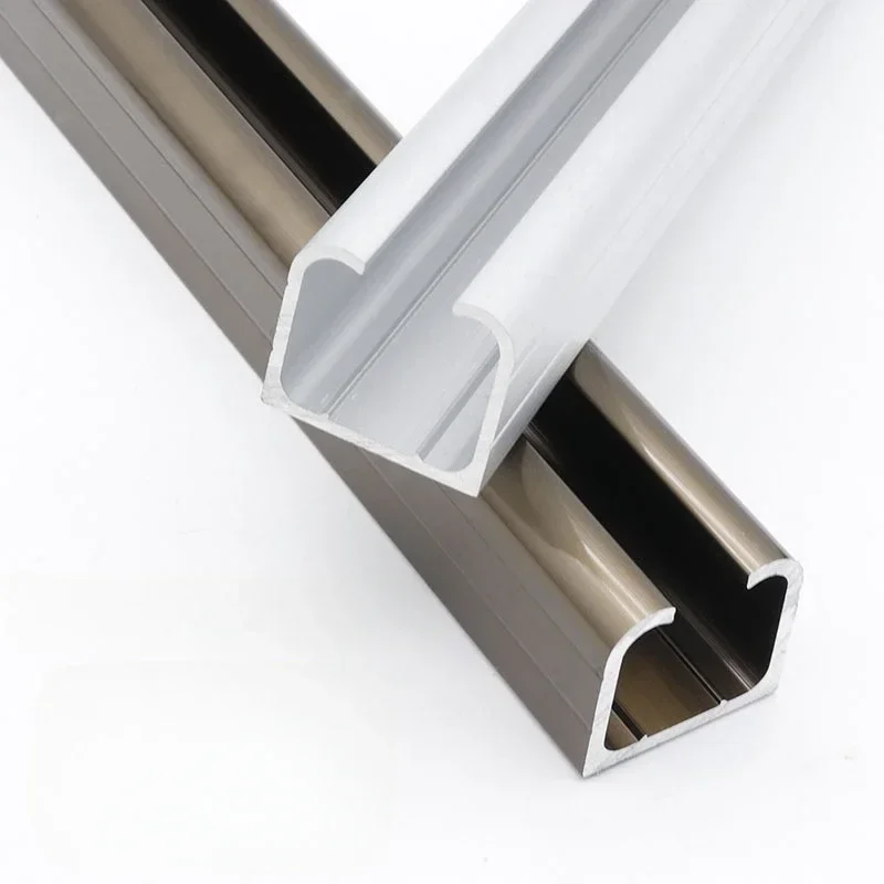 2pcs 50cm Sliding Rail Lifting Rail Sliding Door Aluminum Alloy Wooden Door Fittings Thickened Up Rail Door PulleyTrack