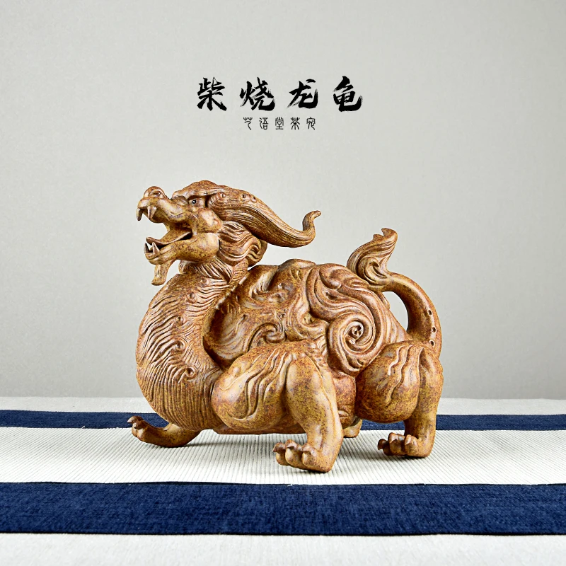 

Purple Clay Dragon Turtle Tea Pet Boutique Nourishing Sculpture Ornament Tray Master Li Changtao Original Mineral Wood