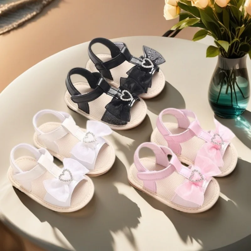 

Cute Bow Princess Style Summer New Soft Rubber Bottom Anti Slip 0-18M Baby Outdoor Beach Sandals