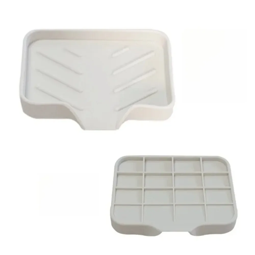 Sink Scrubber Brush Soap Storage Rack Kitchen Organizer Sink Silicone Tray with Drain Soap Sponge Storage Holder Countertop