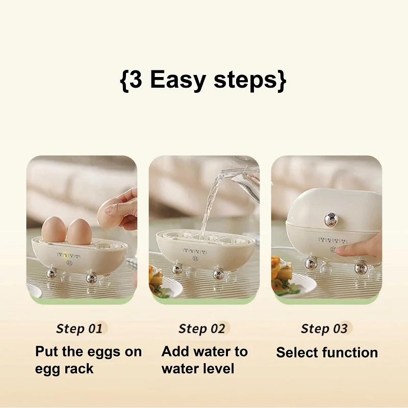 120W Smart Mini Egg Cooker Low Power Student Dormitory Rapid Breakfast Machine Multifunction Automatic Power Off Electric Steame
