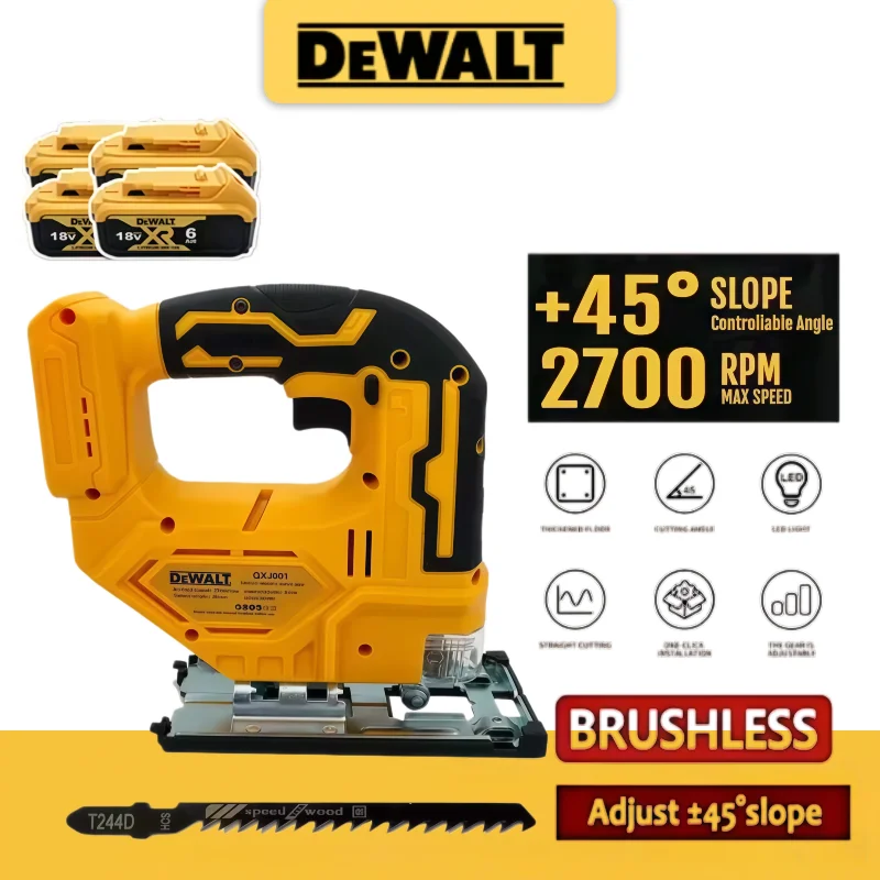 Dewalt 2700RPM Cordless Brushless Jig Saw Portable Multifunction Speed Adjustable Electric Saw for Woodworking For 18V Battery