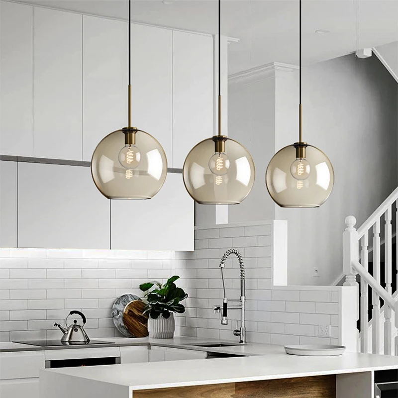 Nordic Modern LED Glass Pendant Light Loft Chandelier Creative Suspension Lighting Dining Living Room Kitchen Cafe Home Decor