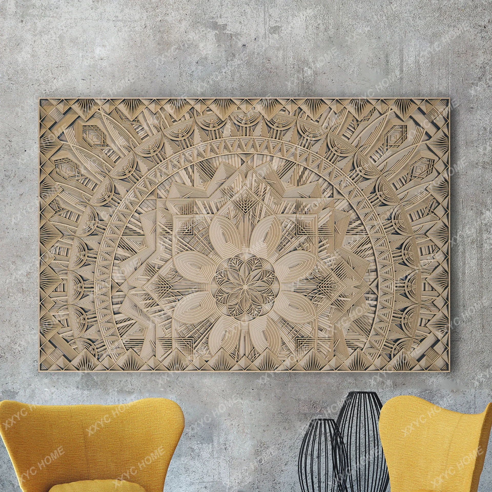 Creative wall home soft decoration three-dimensional art wood mural painting