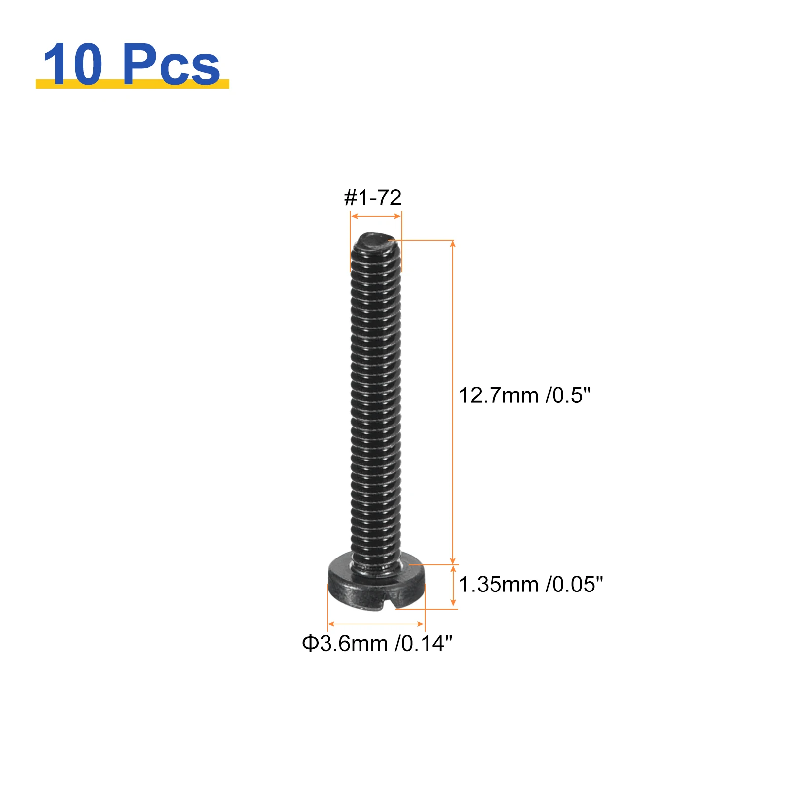 10Pc Slotted Pan Head Bolts Black Oxide Slotted Button Head Screw Carbon Steel Machine Screw Furniture and Electrical Components
