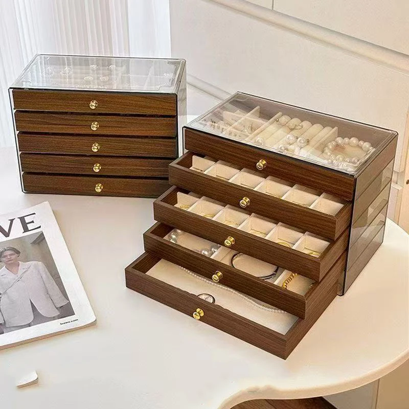 

Multi-Layer Large Capaci Jewelry Box Der Design Earring Stud Ring Nelace Holder Ele Desktop Organizer