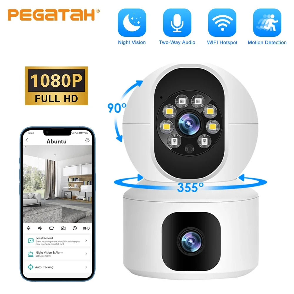 PEGATAH 1080P WiFi Camera Wireless Baby Monitor Auto Tracking Ai Human Detection Indoor Home Secuiryt Surveillance PTZ Cameras