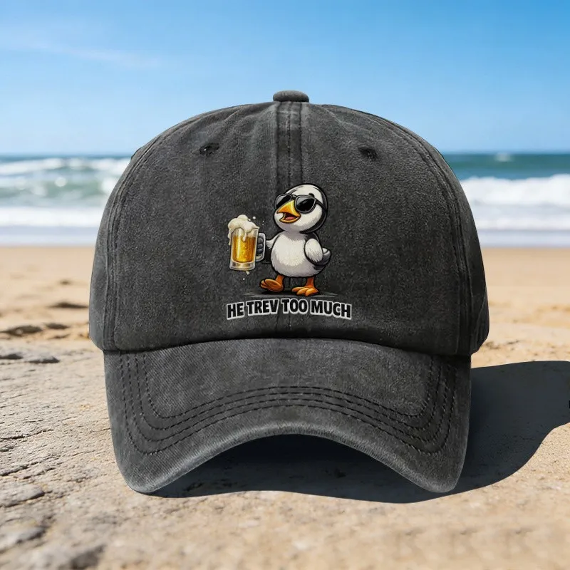 Funny Penguin Drinking Beer Print Baseball Cap Unisex Adjustable Cotton Cap for Beach Vacations Outdoor