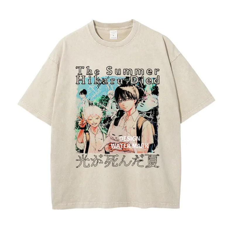 

Anime The Summer Hikaru Died T Shirts Oversized Vintage Washed Indou Hikaru T-shirt Manga Yoshiki Tops Tees Man 100% Cotton