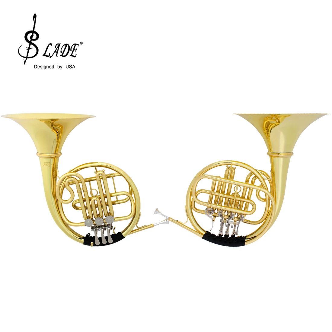 SLADE 3 Keys Bb French Horn Brass Body B-flat French Horns Golden Plated French Horn with Case Professional Brass Instruments