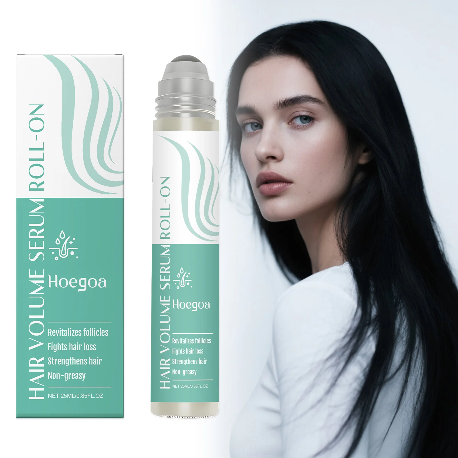 

Rosemary Hair Roller Serum - Nourishes Hair, Makes Strands Smooth, Aids Scalp Massage, Supports Hair Growth, Enhances Lightness