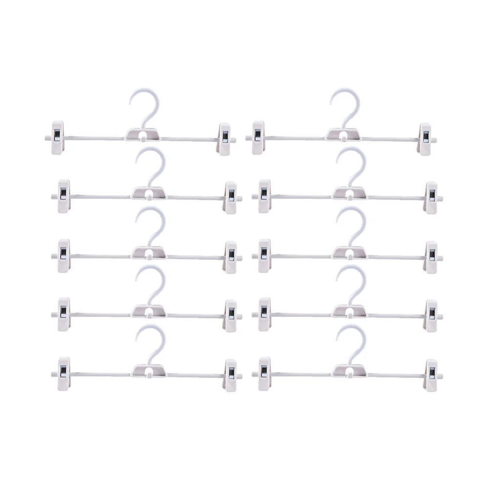 

10Pcs Non-Slip Pants Clip Rack Adjustable Clothes Hanger for Bust Skirt and More Practical Storage Pants Clip Rack