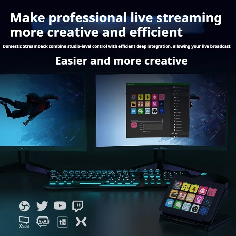 Imagem -04 - Stream Controller Deck para Teclas Macro Youtube Preto Personalizado Gatilho Aplicativos em Aplicativos e Software Como Obs Twitch 15 Teclas