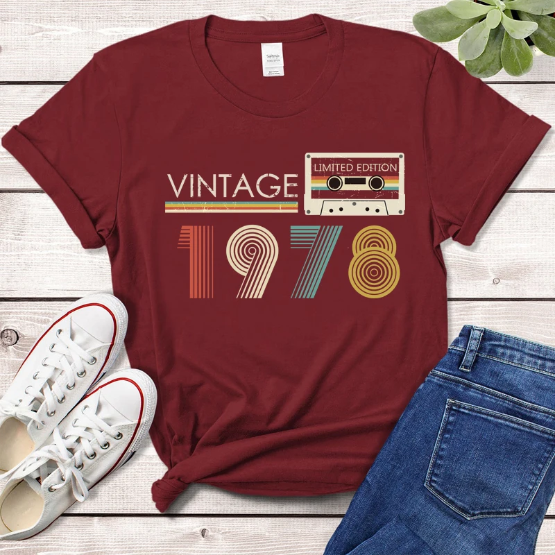 Vintage Made In 1978 Limited Edition Tape Case Funny Women T Shirt 46th 46 anni compleanno moda Tshirt moglie regalo madre