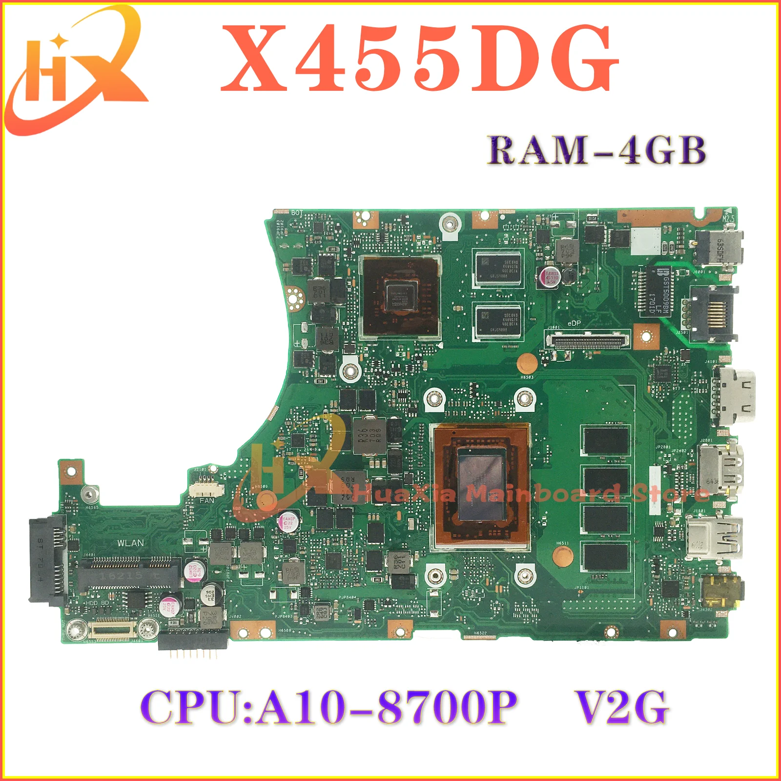 EllFU X455DG Carte Mère Pour ASUS ROG X455DG K455DG Ordinateur Portable Carte Mère A10-8700P V2G 4GB RAM 100% Fonctionne Ok