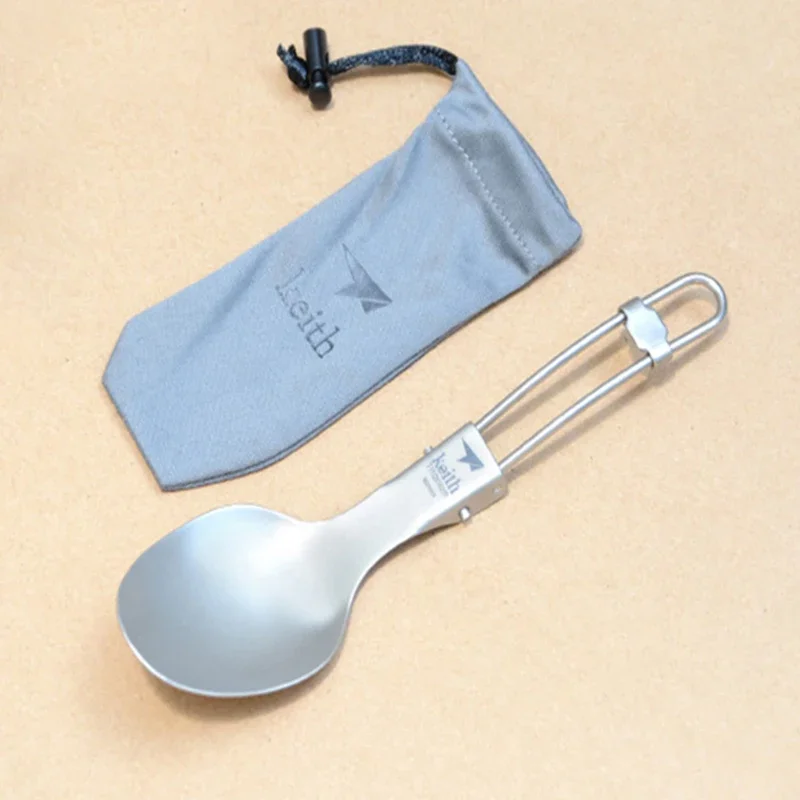 Keith Foldable Titanium Spoon Lightweight Tableware Cutlery Convenient Health Portable Ultralight Dinnerware 20g Ti5308