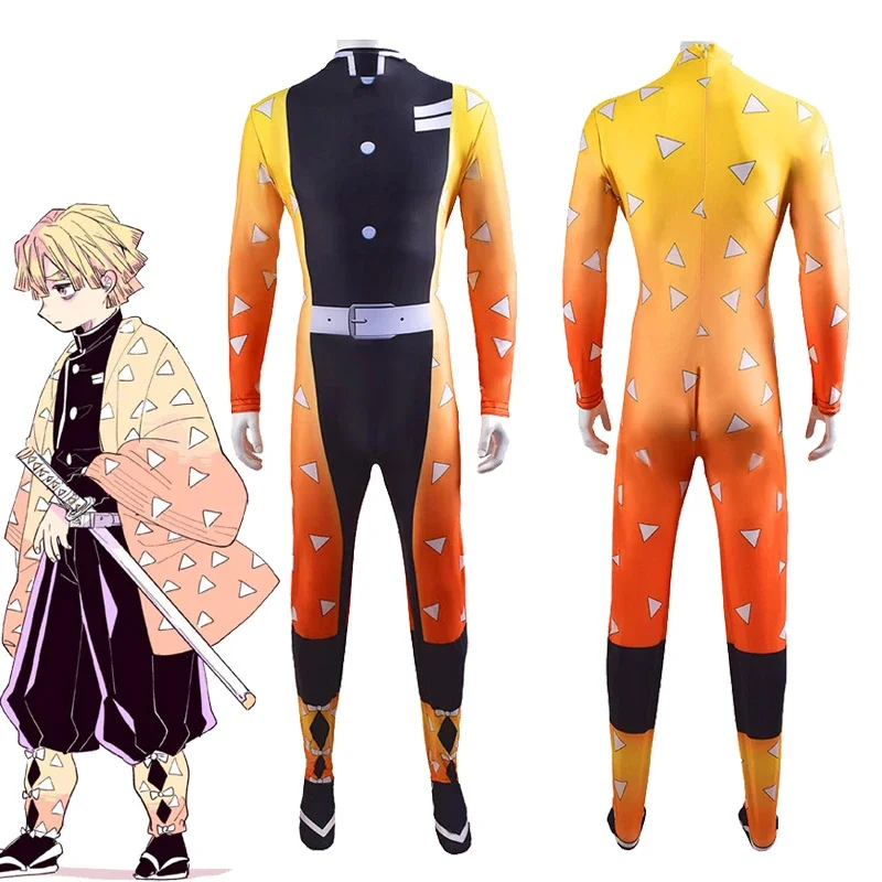 

Костюм для косплея аниме Kimetsu No Yaiba, цельнокроеное Боди унисекс из лайкры, цельнокроеное боди агацума зенитсу