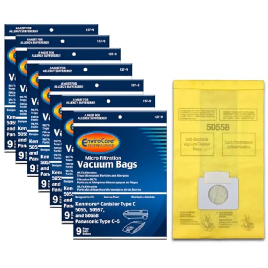 

Premium Replacement Multi-layer Micro Filtration Vacuum Bags Compatible with Kenmore Canister Vacuums Type C/Q. 5055, 50557 and