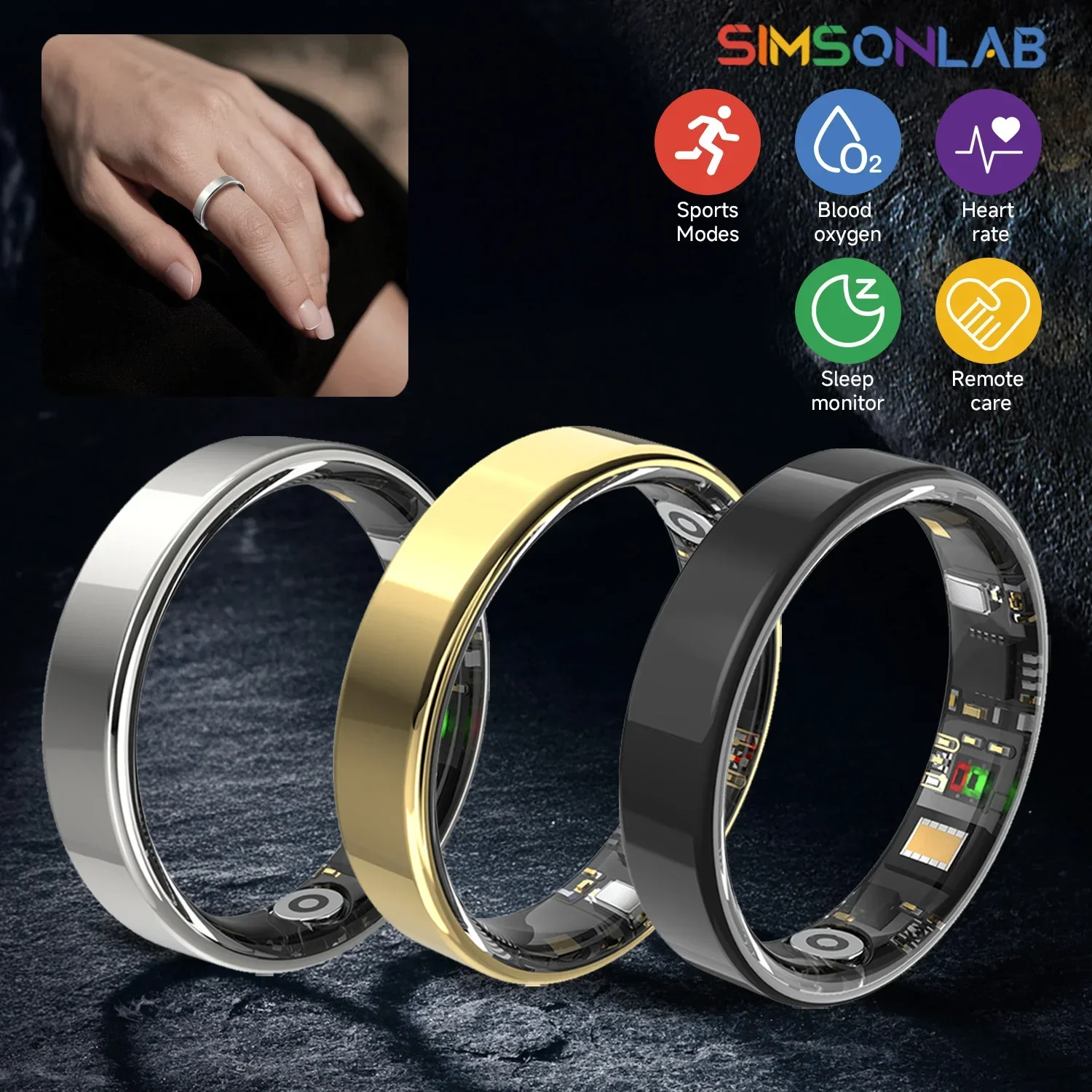

QINO R28 Smart Ring Bluetooth Waterproof Lightweight Heart Rate&Blood Oxgyen&Sleep Monitoring Men Women Gifts Free Charge Case