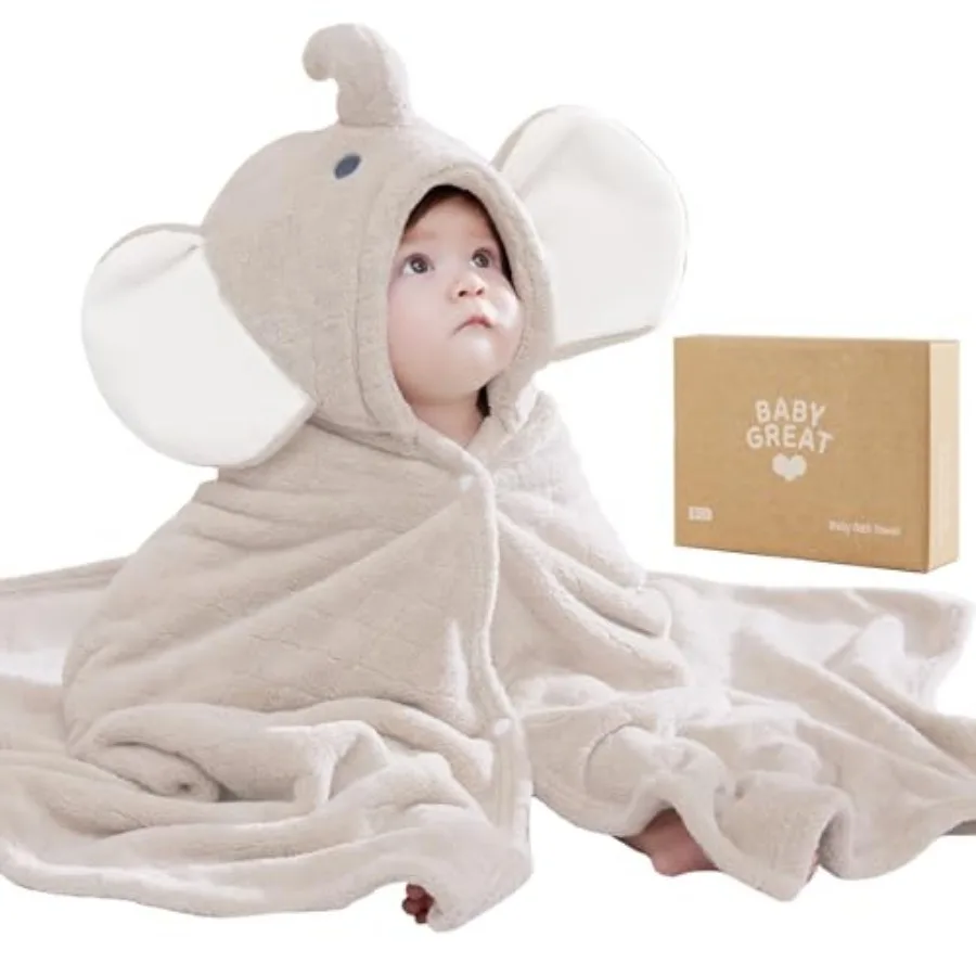 

Hooded Baby Towels Super Absorbent Baby Bath Towel for Winter Extra Large 49"x31" Ultra Soft Coral Fleece for Newborns, Infants