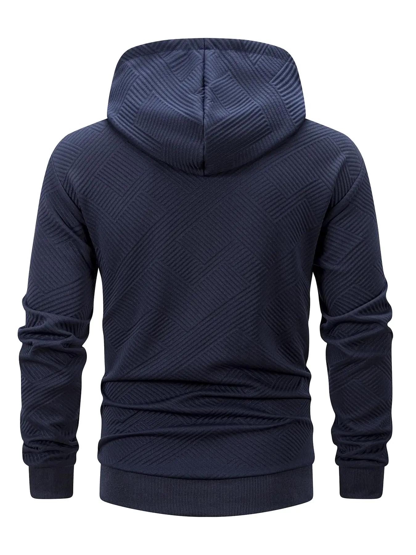 Spring Fall Men's Hooded Jacket Casual Full Zip Hooded Coat Geometric Textured Knit With Pocket Casual Daily Wear