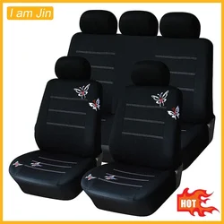 Universal Butterfly Embroid Car Seat Cover Breathable Seat Cover Protection Auto Chair Protector Decoration Interior Accessories