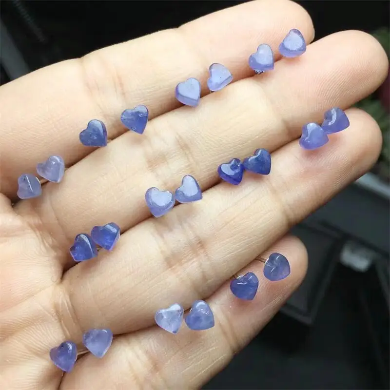 S925 Natural Tanzanite Stud Earrings For Women Wedding Handmade Healing Fengshui Jewelry Fashion Gift 1pair